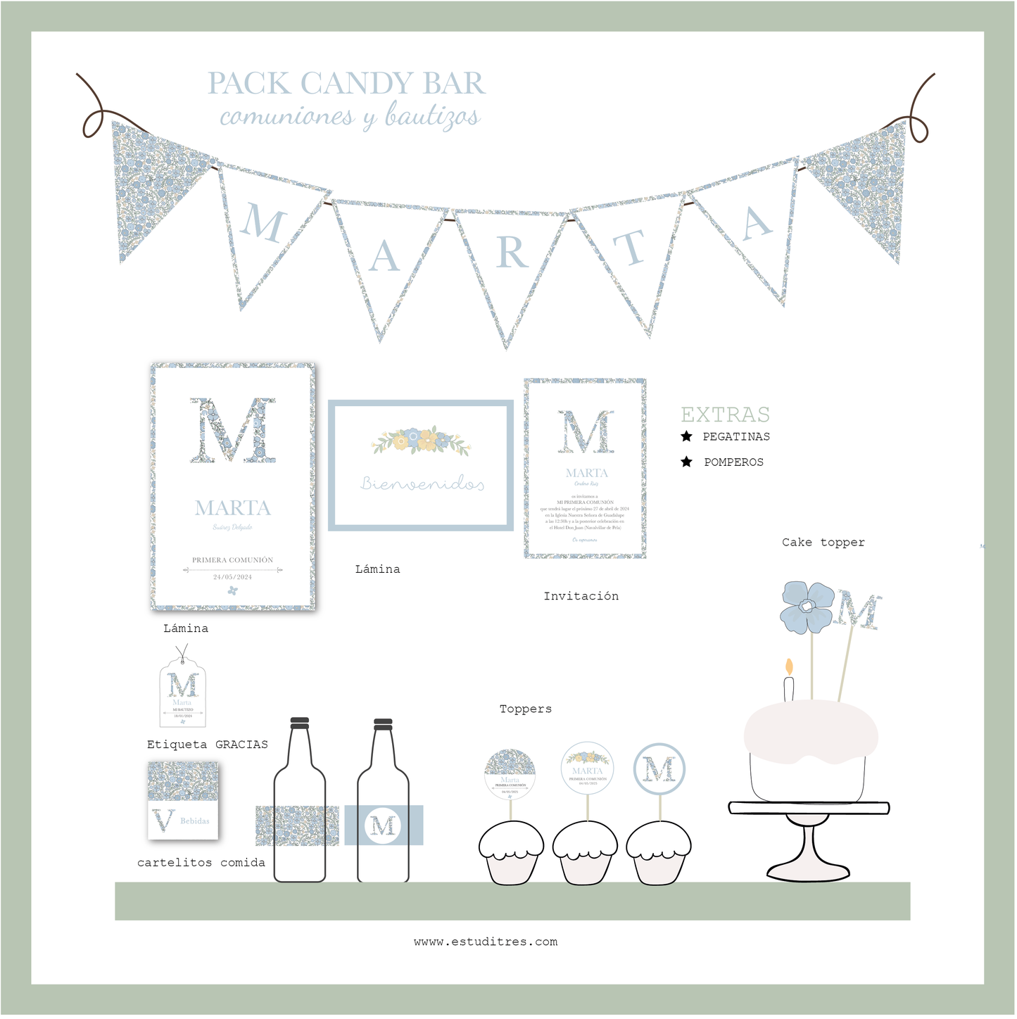pack mesa dulce bautizo y comunión