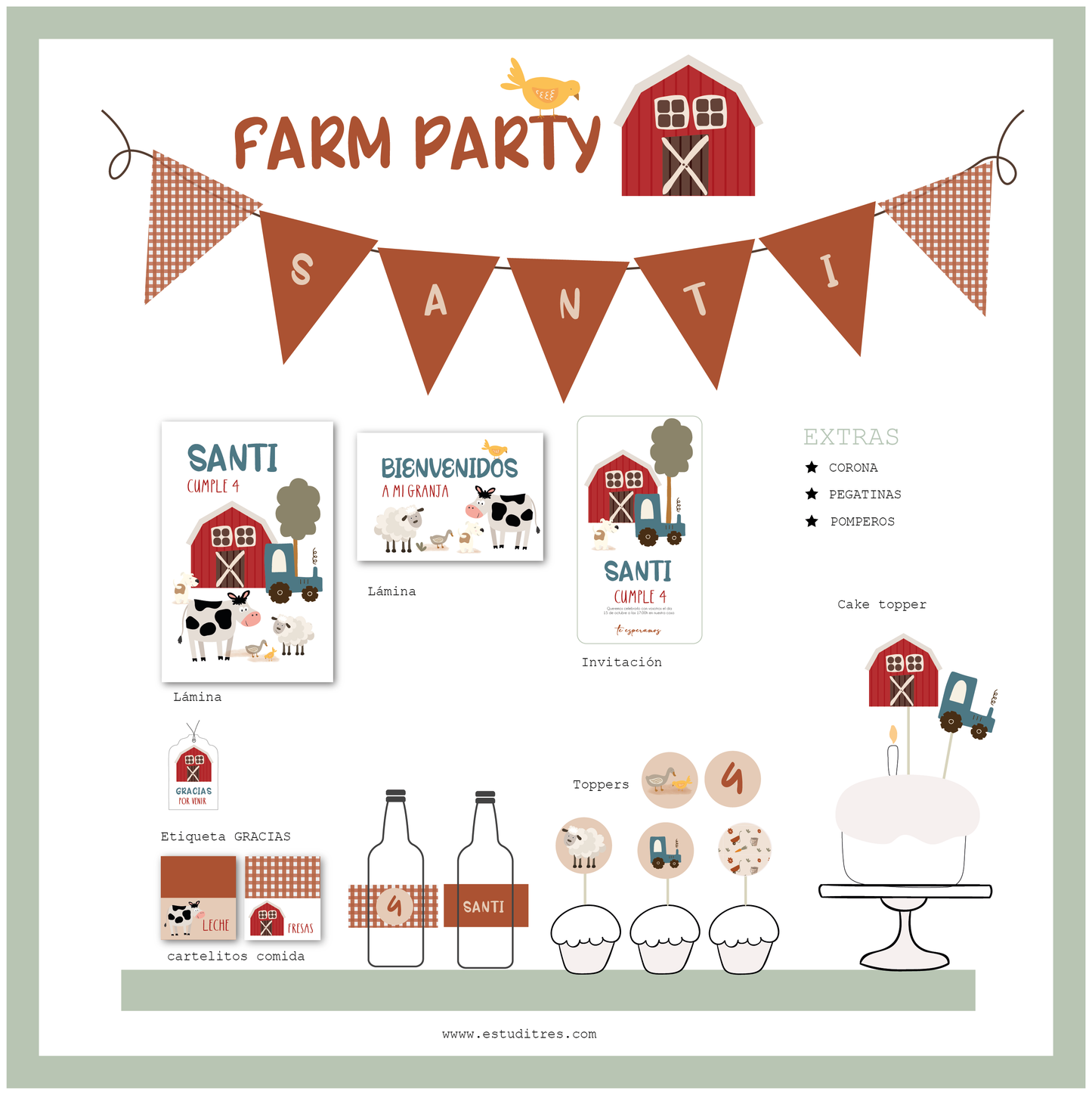 pack cumpleaños Farm Party