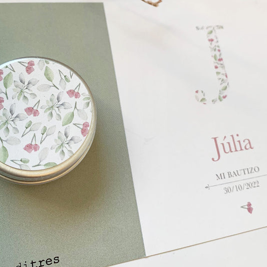 Detalle Bautizo Bálsamo labial colección inicial floral