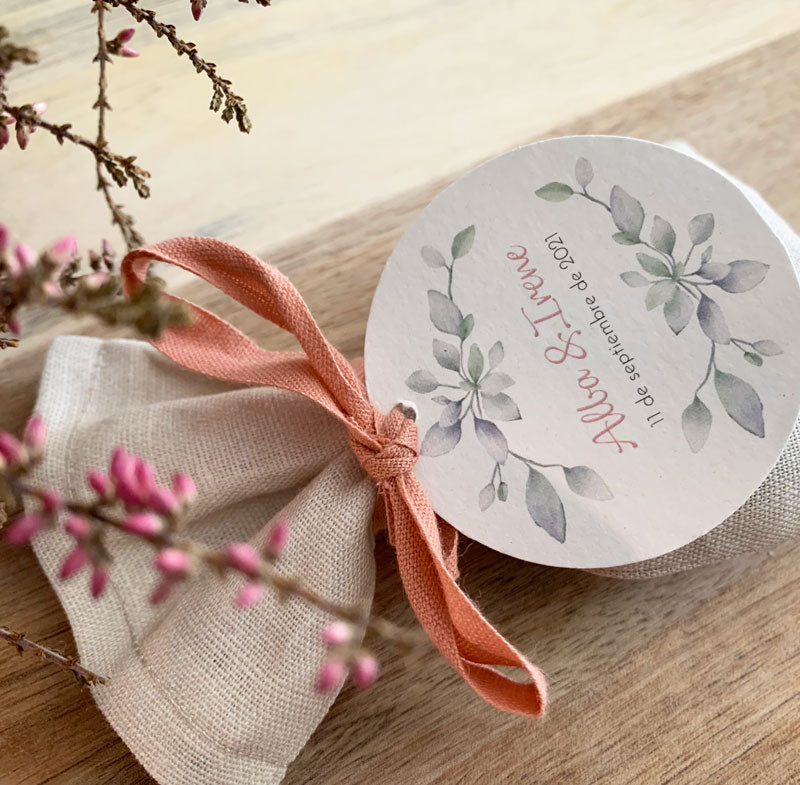 Recordatorio bautizo bolsita de lavanda colección primavera