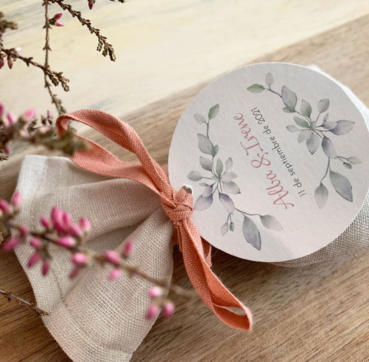 Recordatorio bautizo bolsita de lavanda colección primavera