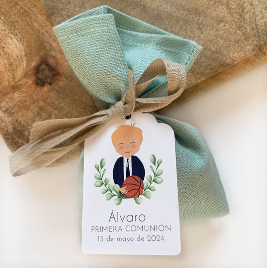 Recordatorio comunión bolsita de lavanda "niño"
