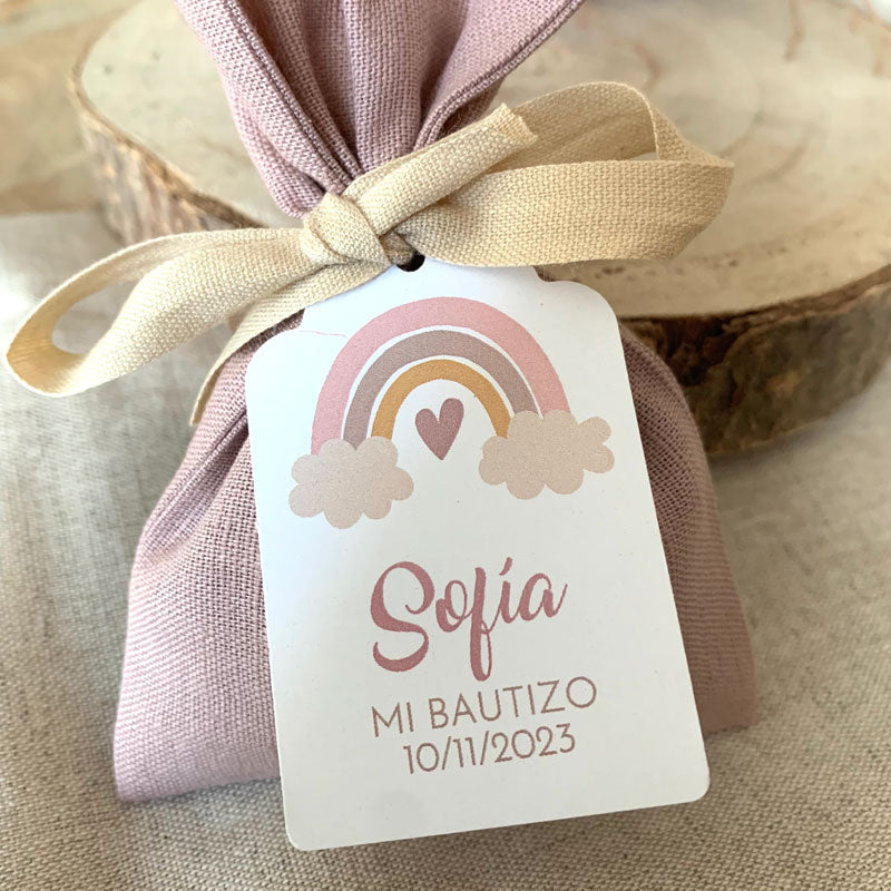 Recordatorio bautizo bolsita de lavanda "Rainbow"