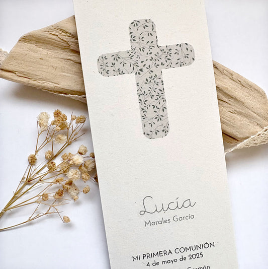 Recordatorio punto de libro colección cruz estampada