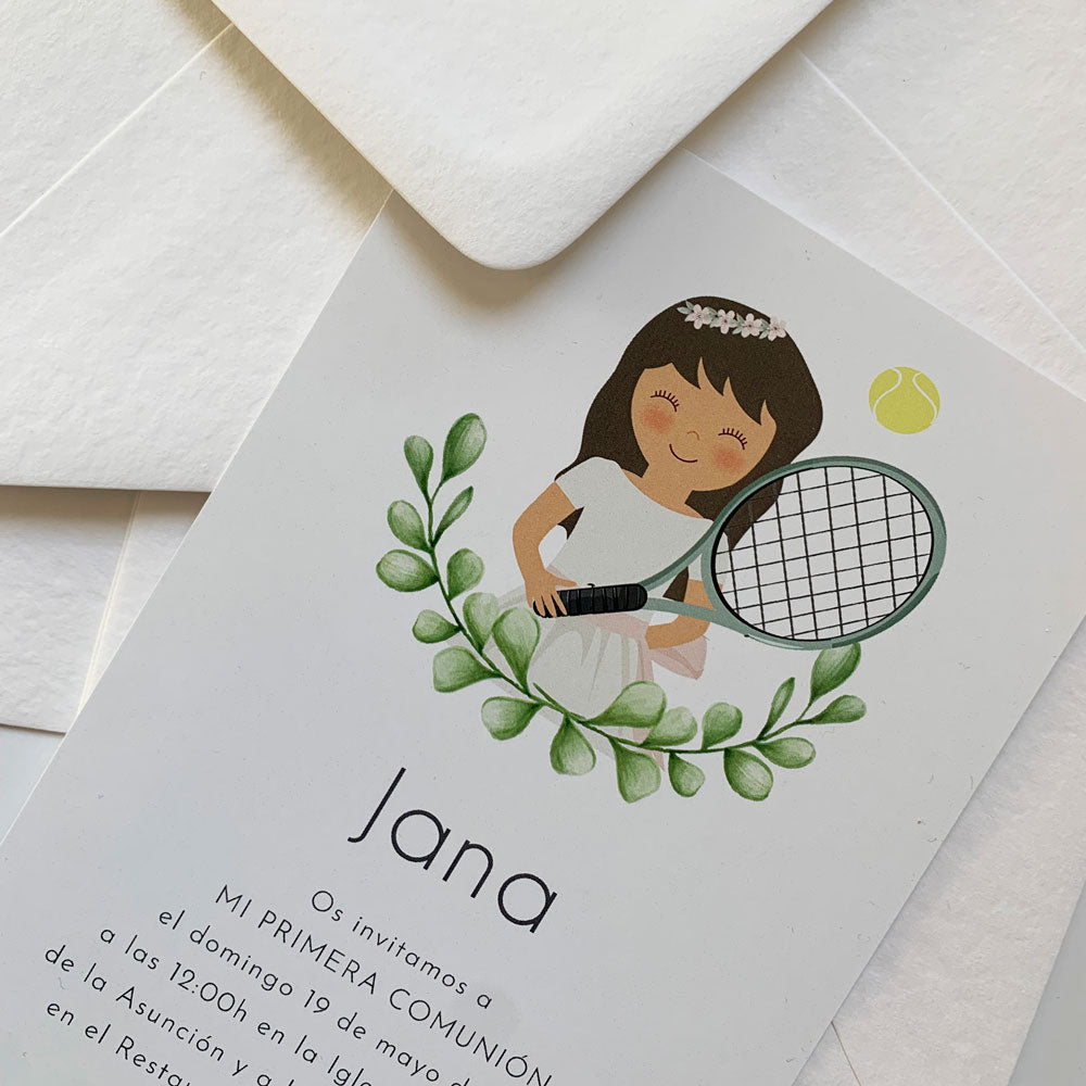 Invitación comunión "Niña deporte"
