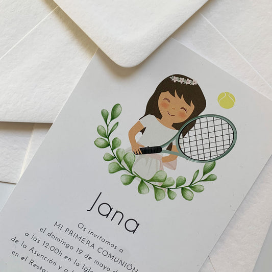 Invitación comunión "Niña deporte"