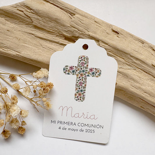 Pack etiquetas comunión CRUZ con estampado