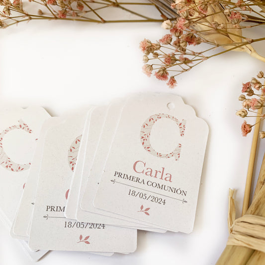 Pack etiquetas comunión inicial floral