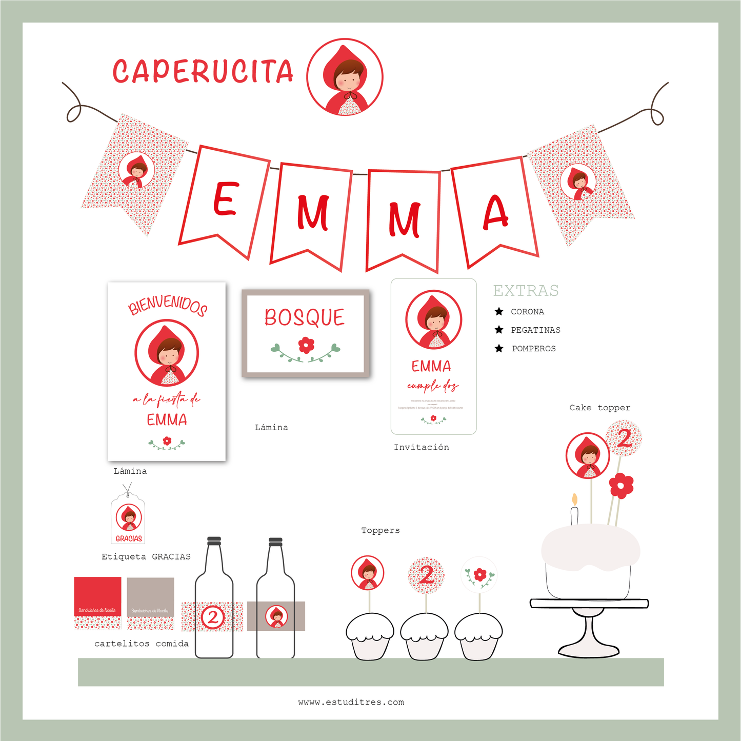 Pack cumpleaños caperucita