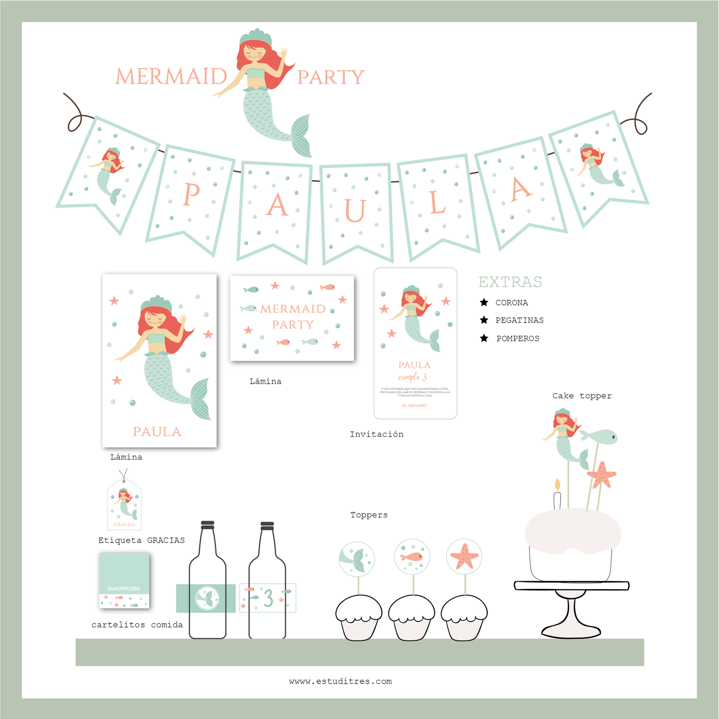 Pack cumpleaños Sirenita