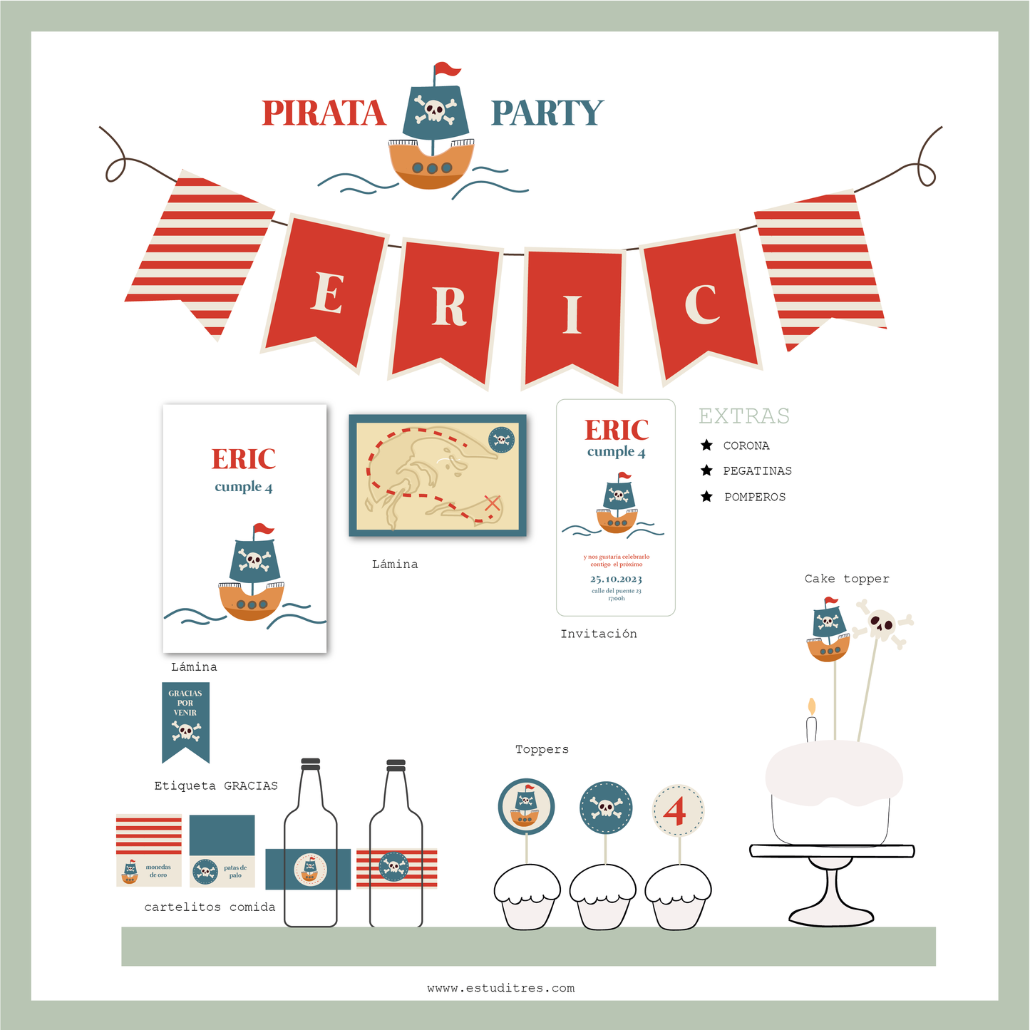 Pack cumpleaños pirata