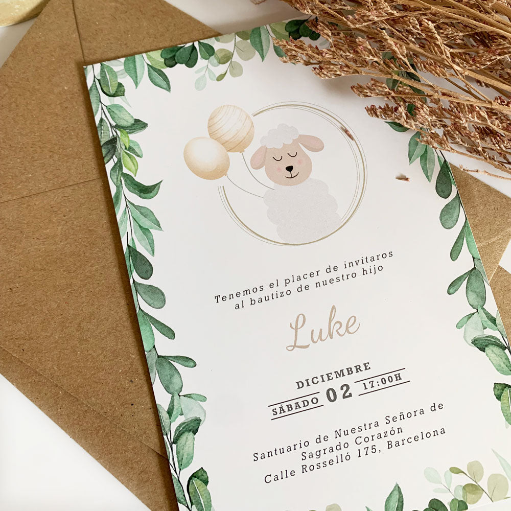 Invitación bautizo sweet lamb