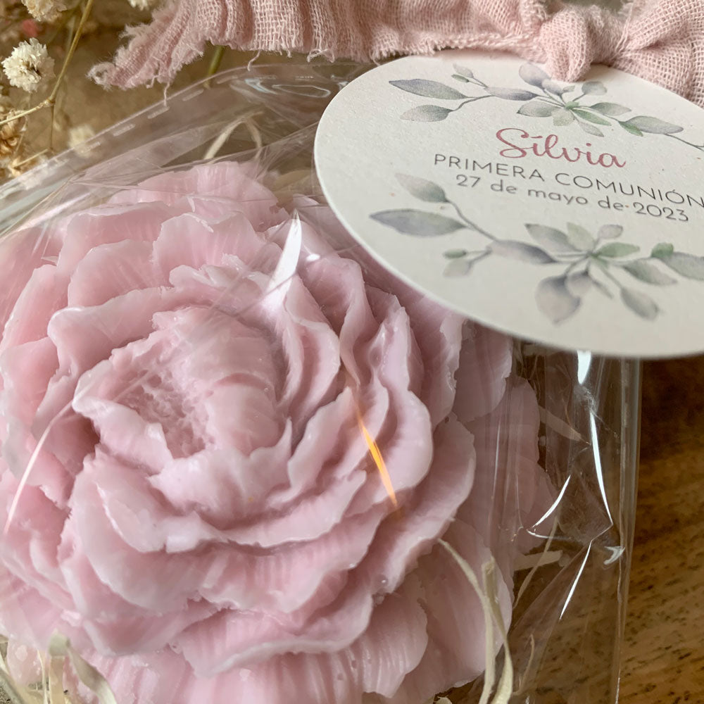 Detalle Primera Comunión Jabón rosa colección primavera