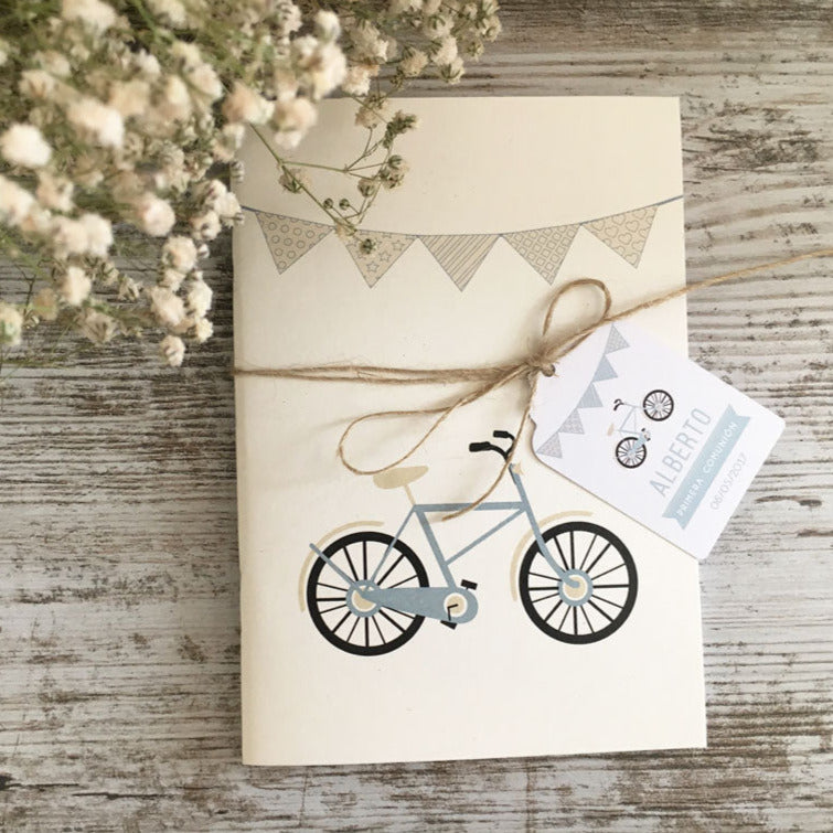 Pack libreta y lápiz colección comunión bicicleta