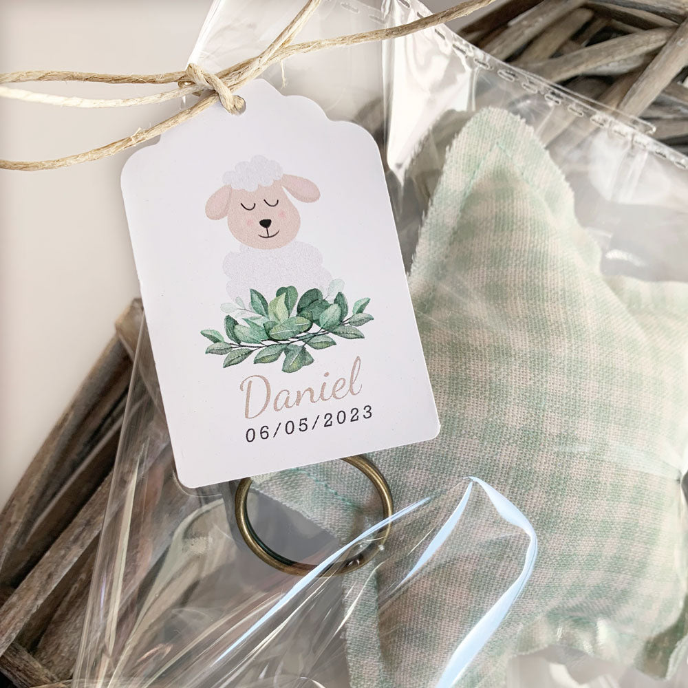 Recordatorio bautizo llavero tela sweet lamb