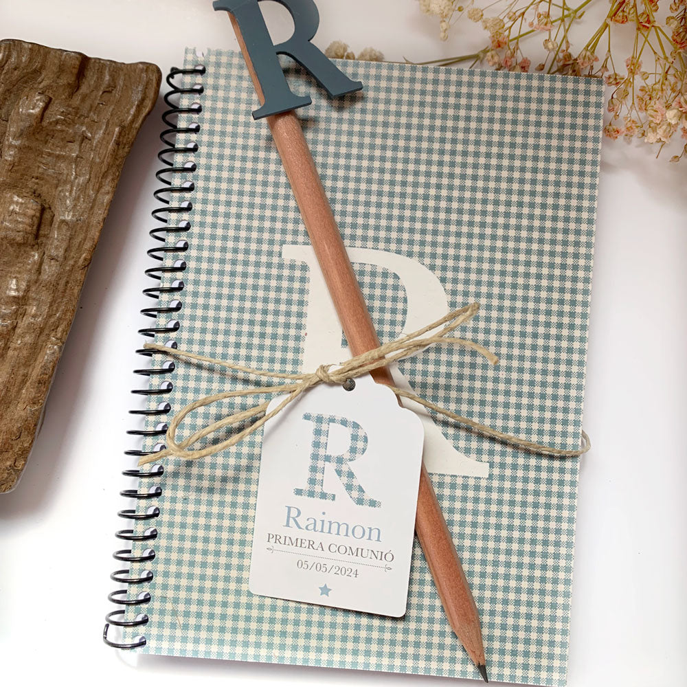 Pack libreta y lápiz comunión colección estampados geométricos