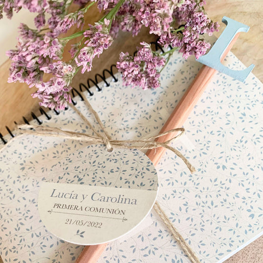 Pack libreta y lápiz comunión colección inicial floral