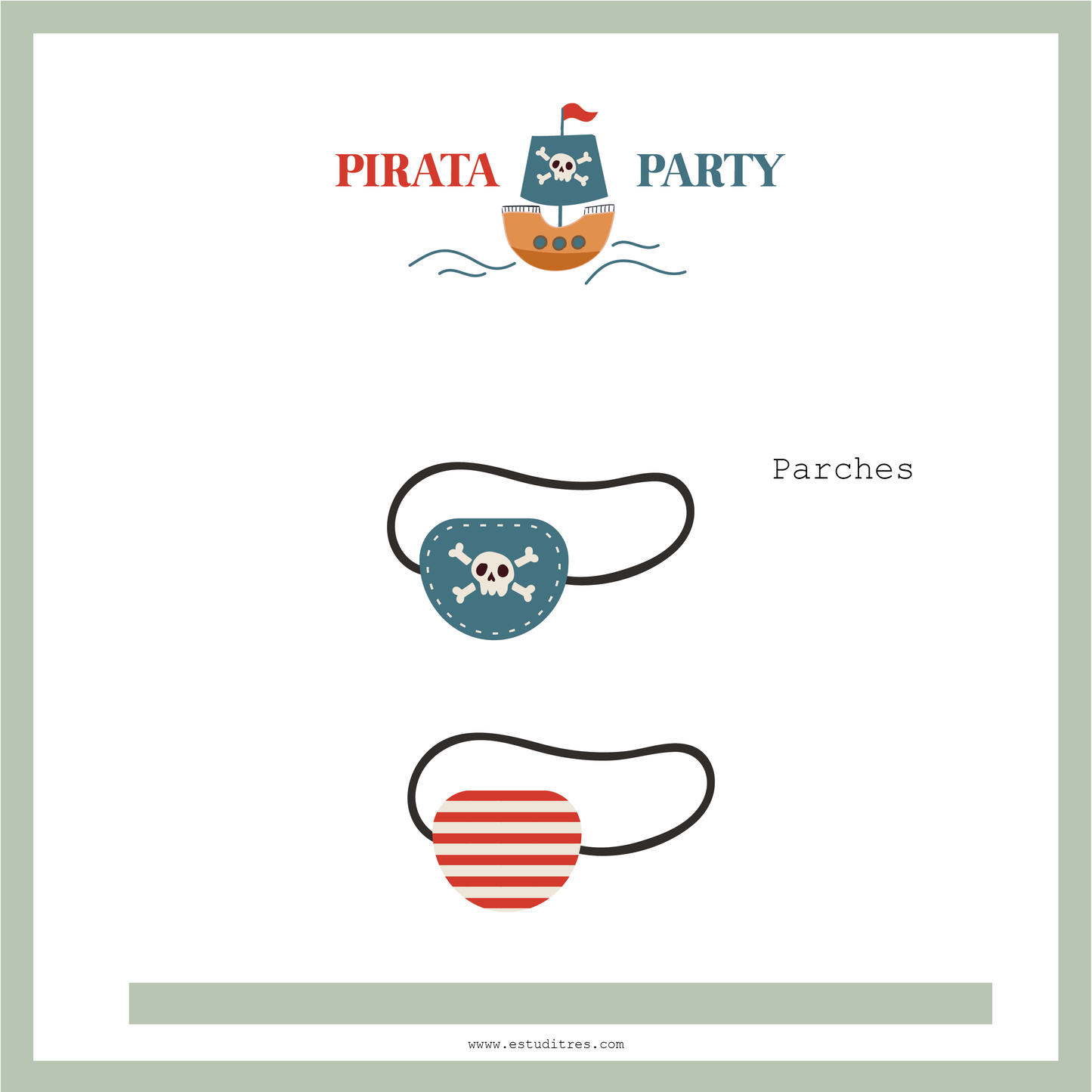 pack de parches DIY cumple pirata