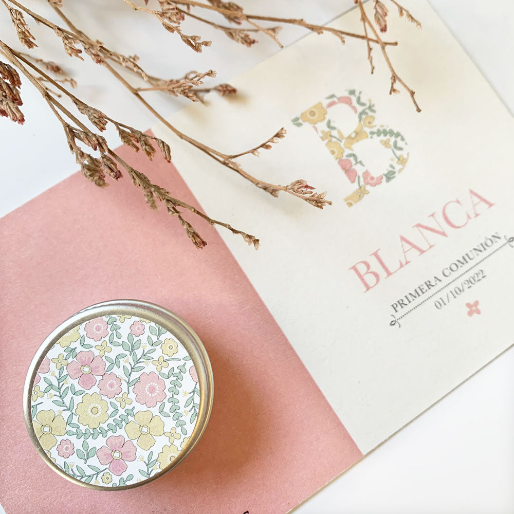Detalle Primera Comunión Bálsamo labial colección inicial floral