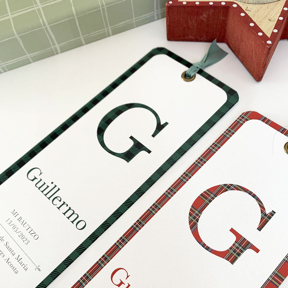 Recordatorio bautizo Punto de libro navidad