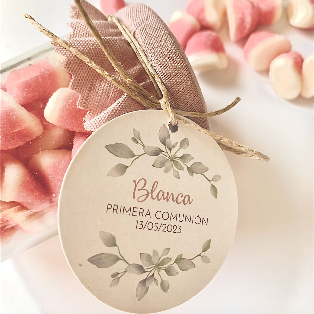 Recordatorio comunión  tarro dulce "Primavera"
