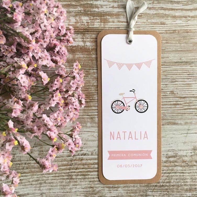 Recordatorio comunión punto de libro "Bicicleta"