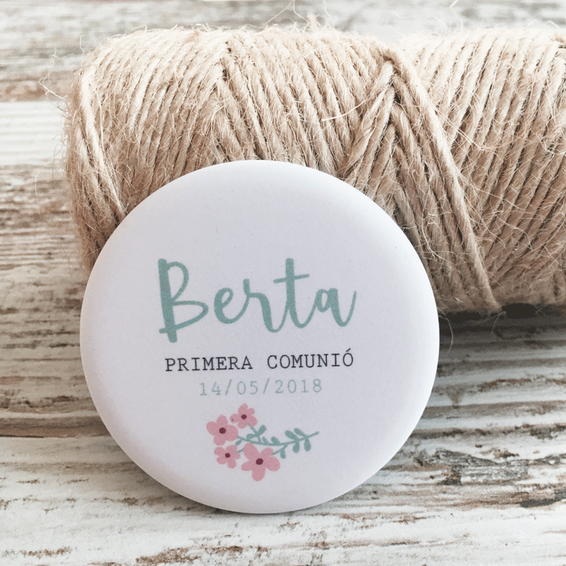 Recordatorio comunión imán "Niña floral"
