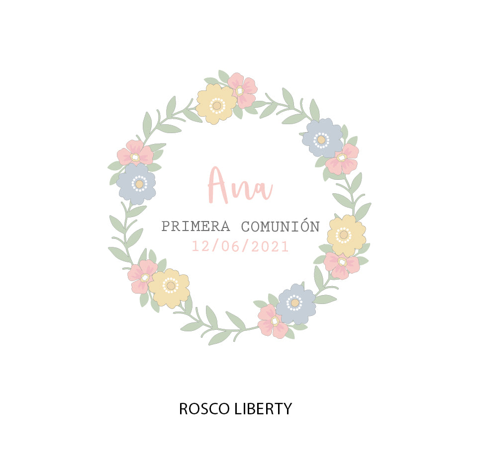 Recordatorio comunión llavero "rosco floral"