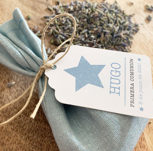 Recordatorio comunión bolsita de lavanda "old star"