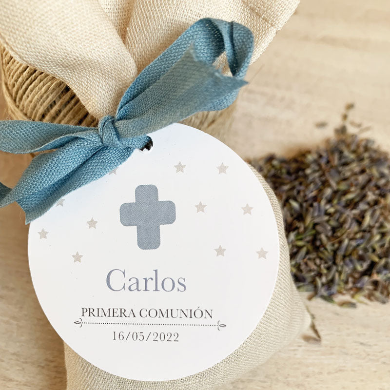 Recordatorio comunión bolsita de lavanda "cruz"