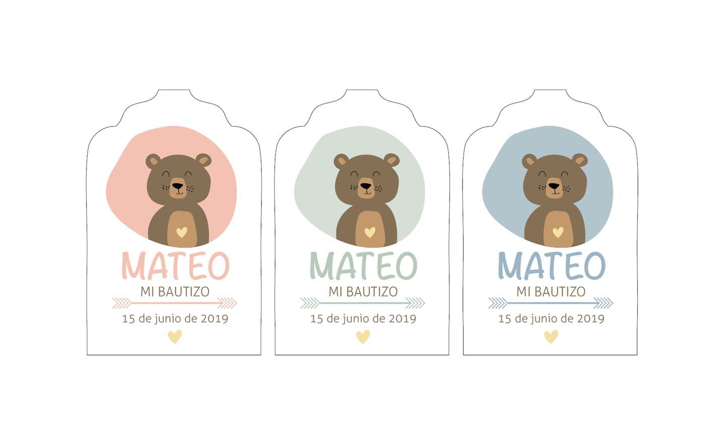 Etiquetas bautizo "Teddy"