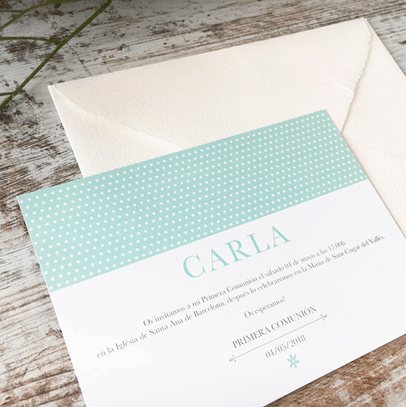 Invitación primera comunión "estampados geométricos"