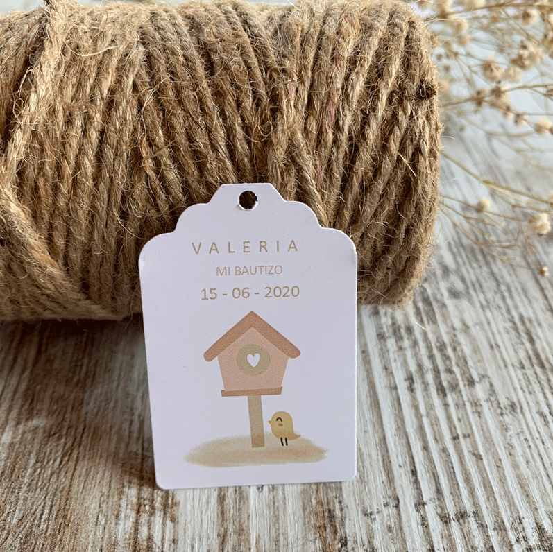 Recordatorio bautizo bolsita de lavanda "birdie"