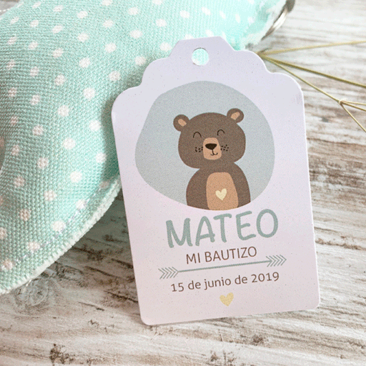 Etiquetas bautizo "Teddy"