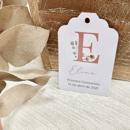 Etiquetas comunión "alfabeto floral"