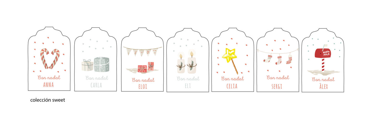 pack etiquetas navidad con nombre