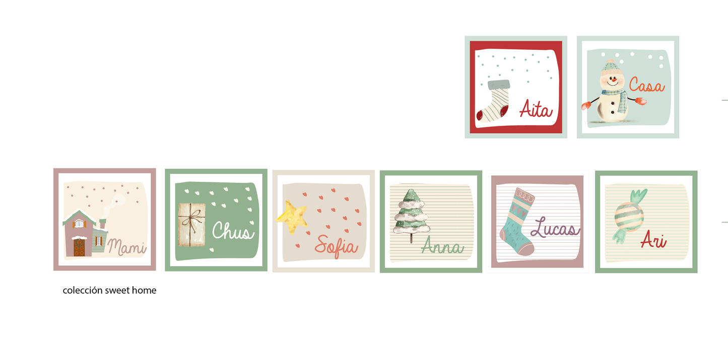 pack etiquetas navidad con nombre