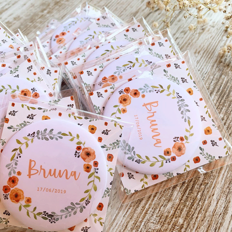 Recordatorio bautizo imán "rosco floral"