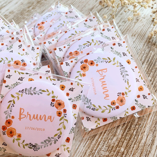 Recordatorio bautizo imán "rosco floral"