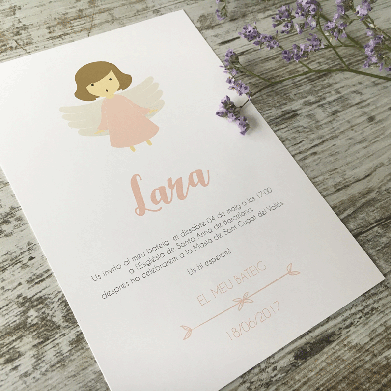 Invitación bautizo "Ángel niña"