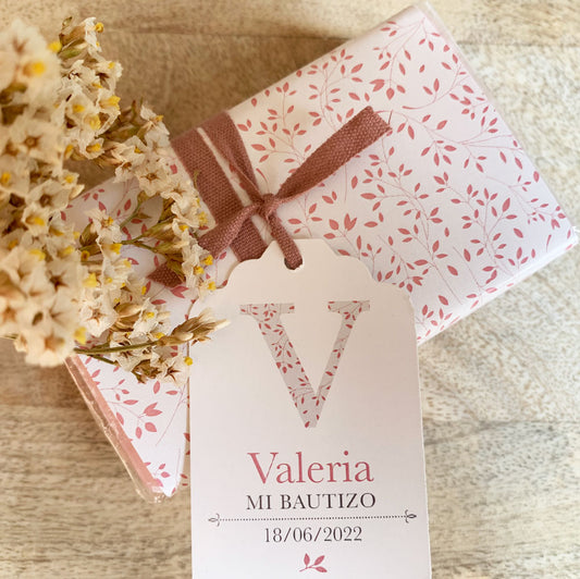 detalle bautizo jabón de marsella inicial floral
