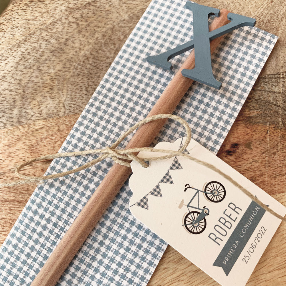 lápiz madera colección comunión bicicleta