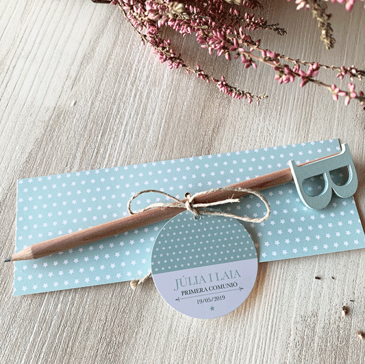 Lápiz inicial madera comunión colección inicial " estampados geométricos"