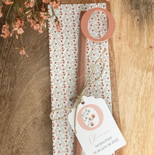 lápiz madera colección comunión alfabeto floral