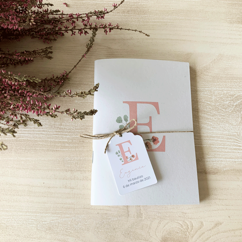 Recordatorio comunión libreta "alfabeto floral"