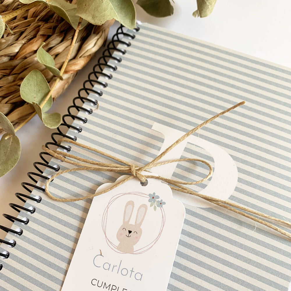 Recordatorio bautizo libreta "little rabbit"
