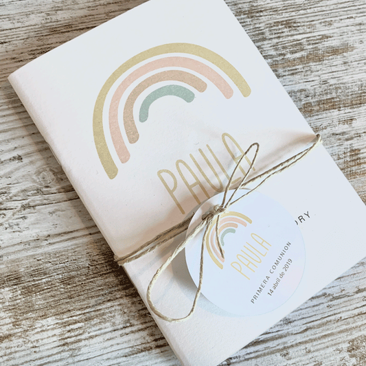 Recordatorio comunión libreta "Rainbow"