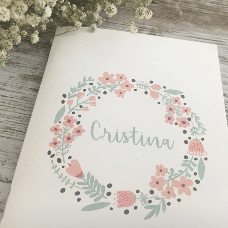 Recordatorio bautizo libreta "Rosco Floral"