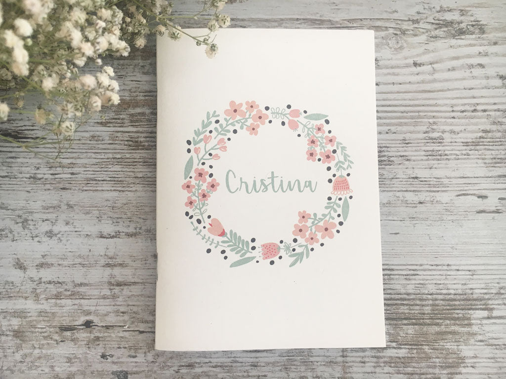 Recordatorio bautizo libreta "Rosco Floral"