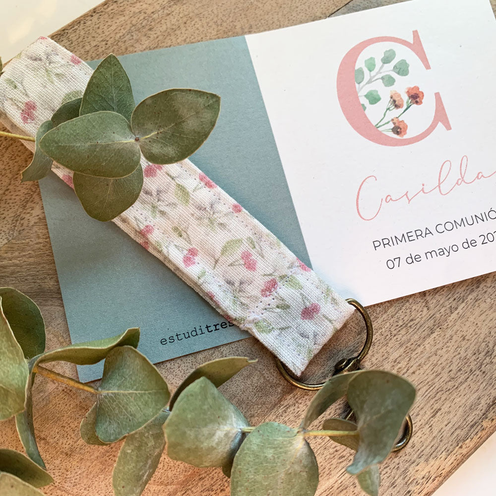 Llavero cinta colección comunión alfabeto floral